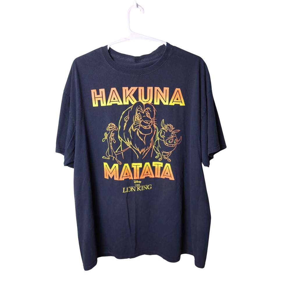 Disney Lion King Hakuna Matata Graphic Tee Navy Blue Simba Timon Pumbaa XL
